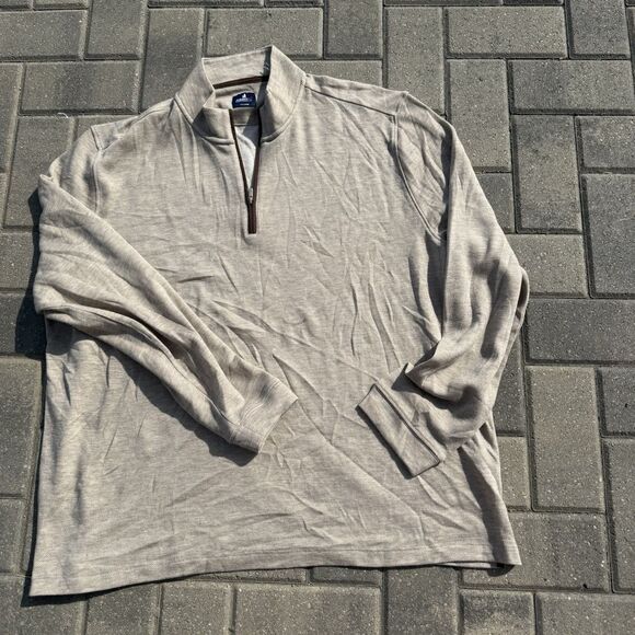 Johnnie-O Pullover Mens Sully 1/4 Zip Long Sleeve Brown Camel Wool NWOT $138 XXL - Picture 1 of 10